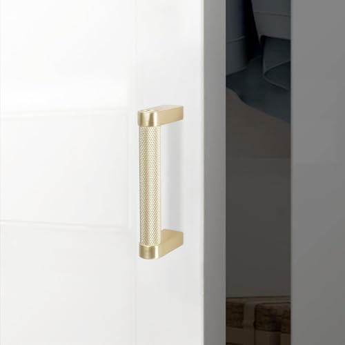 10 Pack 3 inch(76mm) Brushed Brass Kitchen Cabinet Handles Knurled Cabinet Pulls Gold Drawer Pulls Kitchen Cabinet Hardware Handles Drawer Pulls Dresser Handles - color: Brushed Brass, size: 3" Hole Center（76mm）