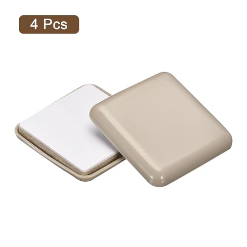 uxcell Furniture Sliders, 4Pcs 2" - Plastic Self-Adhesive Square Sliding Pads, Chair Glides for Carpeted Tile Vinyl Hardwood Floors (Grey) - size: 2"