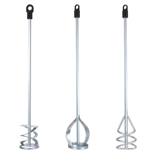 Set of 3 Paint Mixer for Drill, Paint Stirrer for Epoxy Resin, Mud, Cement Blades, 15.7" Mixing Paddles & 2.3" Impeller, Silver