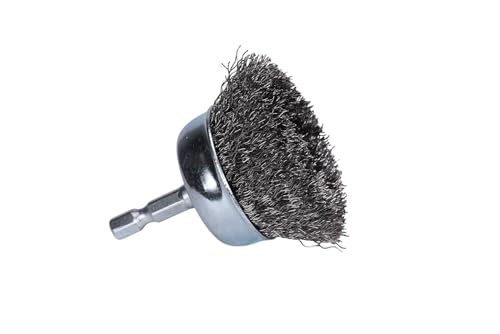 Century Drill & Tool 76211 Drill Cup Wire Brush, 1-3/4" Coarse & Crimped | 1/4" shank, 0." wire diameter, cuts steel & metal, heat and rust resistant coating - size: 1-3/4-Inch Coarse