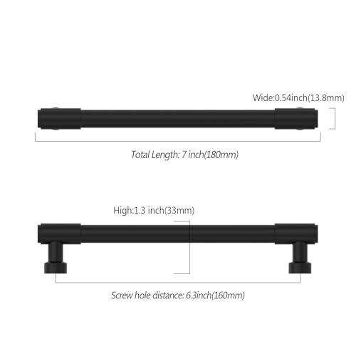 Asidrama Matte Black Kitchen Cabinet Pulls,6.3 Inch,10 Pack - color: Matte Black, size: 6.3" Hole Center