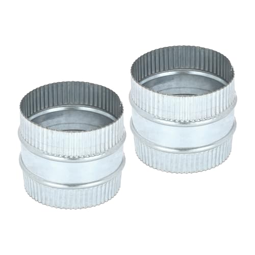 PATIKIL 3 Inch Duct Connector Coupling, 2 Pcs Galvanized Steel Straight Dryer Vent Coupler Flexible Ducting Collar Connector Round Crimped Ventilation Duct Extension for HVAC System Pipe - size: 3 Inch