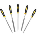 Mini Metal Needle File Set, 5pcs, Small Hand Files Set for Detail and Precise Work, Hardened Alloy Strength Steel File Tools Includes Round, Bi Half-Round, Flat, Square, Triangular File