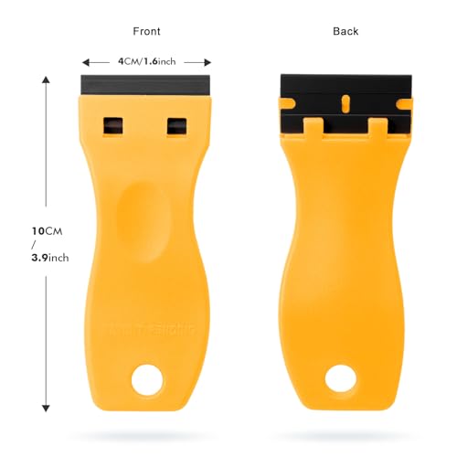 FOSHIO 20PCS Yellow Plastic Razor Blade Scraper Tool for Gasket Remover, Sticker Remover, Labels Decal and Adhesive Remover for Windows and Glass - color: With Yellow Scraper (20 Pack)