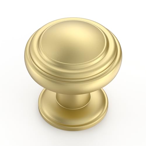 Amerdeco 10 Pack Brushed Gold Cabinet Knobs Single Hole Cabinet Pulls 1 Inch Drawer Knobs for Bathroom Cabinets ZH0086 - color: Brushed Gold, size: 1" Single Hole