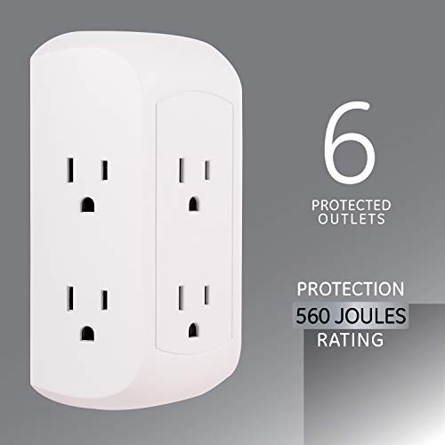 GE Pro 6-Outlet Extender, Surge Protector, Spaced Wall Tap, Side-Access - style: 6 Outlet