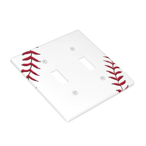 Baseball Double Toggle Light Switch Cover Plate | Fits standard 2-gang toggle and rocker switches, Durable polycarbonate thermoplastic with fade-resistant printed finish - color: Baseball, size: Double Toggle