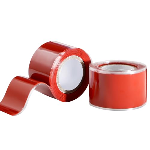 Self Fusing Silicone Tape 2 Rolls 1 in x 5' Red Waterproof Rubber Leak Proof Sealing Rubber Self-amalgamating Tape for Emergency Hot and Cold Water Pipe Repairs and Tool Fixation - size: 2 Rolls - 5 ft - Red - 20 mil Thickness