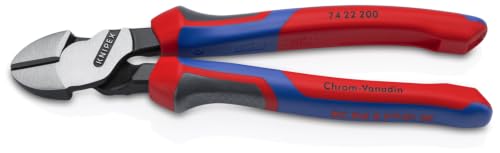 KNIPEX 74 22 200 Comfort Grip High Leverage Angled Diagonal Cutter, 8-Inch, Angled, Comfort Grip - style: 8-Inch, Angled, Comfort Grip