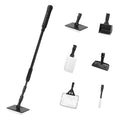 AQUANEAT 6 in 1 Fish Tank Cleaning Tools, Aquarium Cleaner Set with Adjustable Handle, Including Algae Scraper, Sponge Pad, Fish Net, and Brush - size: Large