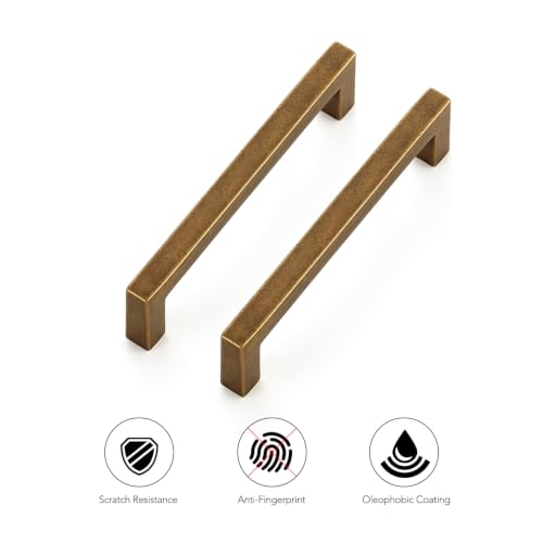 Ravinte Antique Brass Cabinet Handles Solid Cabinet Pulls 3-3/4 Inch 5 Pack | Zinc Alloy, Slim Square Bar Grip, Smooth Drawer Pull Feel, Kitchen Cabinet Update, For Cupboards, Dressers, Drawers, Hardware - color: Antique Brass, size: Flat Black 3-3/4'' Ho