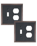 2-Pack Zinc Alloy Combo Toggle/Duplex Light Switch Cover Plate - color: Aged Bronze, size: 1 Toggle/1 Duplex 2PK