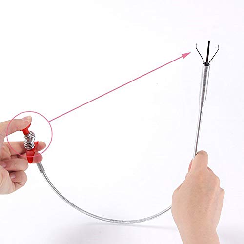 Drain Snake Drain Clog Remover Flexible Grabberable Pick Up Cleaning Tool Reacher Claw Stick, Drain Auger Grab Trash Hairs from Drain,Sink,Bathroom Tub Toilet Hose (23.7 Inch) - style: 23.7 Inch