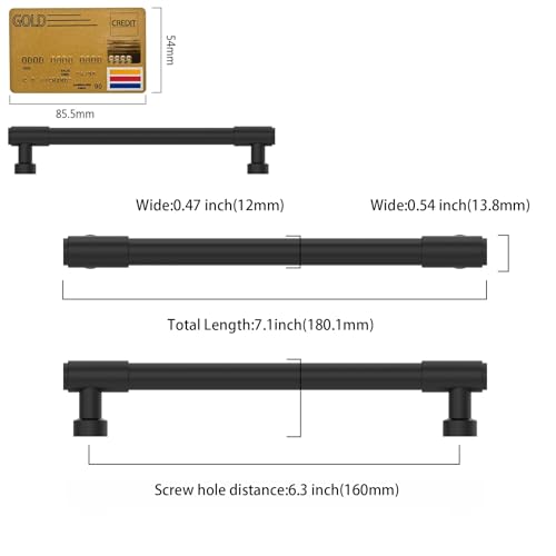 Amerdeco 10 Pack Matte Black Cabinet Pulls 6.3 Inch(160mm) Hole Center Drawer Pulls Cabinet Hardware Kitchen Cabinet Handles for Bathroom ZH0075 - color: Matte Black, size: 6.3"/160MM Hole Center