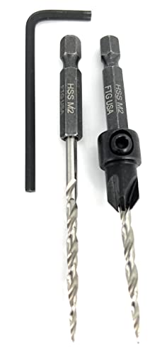 FTG USA #6 (9/64") Wood Countersink Drill Bit w/ 1 Repl. Bit & Hex Key - size: #6, style: Single + 1 Bit
