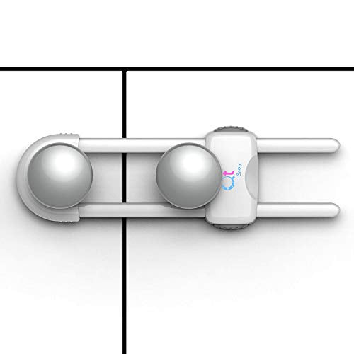 QT BABY Baby Proofing Cabinet Locks | Adjustable U Shaped Baby Safety Latches for Drawers, Fridge, Closet |Modern Baby Proofing Cabinet Lock with Extra Secure Lock Buttons (Pack of 2, White) - color: White, size: Pack of 2