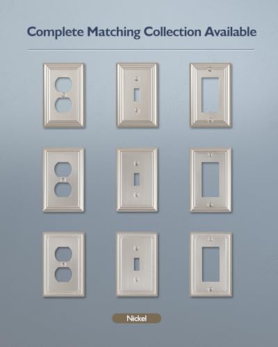 Switch Plates Outlet Covers, 4-Pack Metal Wall Plates, Satin Nickel - color: Satin Nickel, size: 1 Duplex 4PK