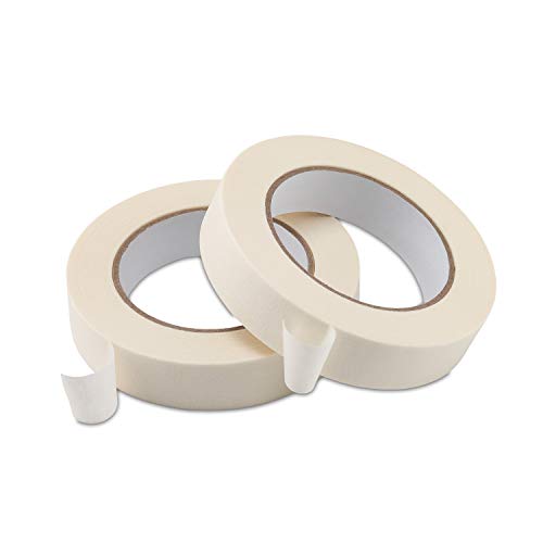Lichamp Masking Tape 1 inch, 2 Pack General Purpose Beige Masking Tape White Masking Paper, 1 inch x 55 Yards x 2 Rolls (110 Total Yards) - size: 2 Rolls x 0.94 inch x 55 Yards