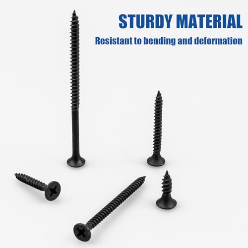 Wood Screws Assortment, 168 PCS #6 Black Flat Head - color: Black 168 pcs