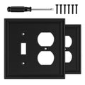 Matte Black Decorative Combination Light Switch Covers Wall Plate - size: 1 Toggle/1 Duplex 2 Pack