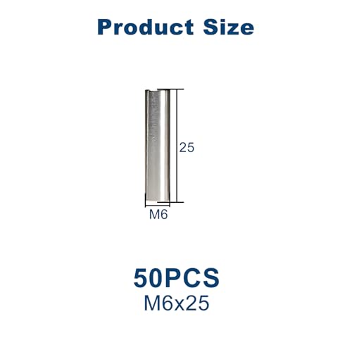 30Pcs M6 x 25mm (Approx 1/4" x 1") 304 Stainless Steel Dowel Pins - size: M6 x 25mm