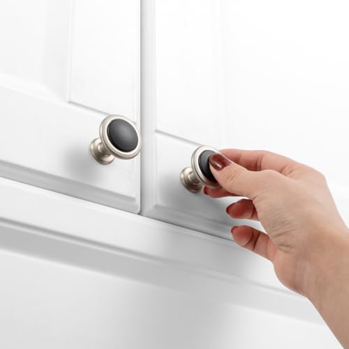 KOOFIZO 10 Pack Black & Nickel Cabinet Knobs Round Single Hole Pulls 1960s - color: Black + Brushed Nickel, size: Knob 1 - 10Pcs, style: Round