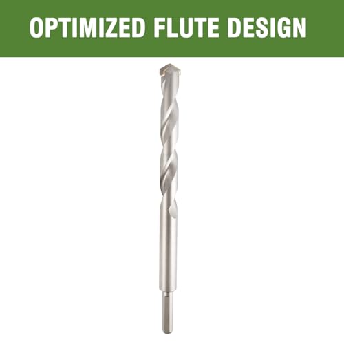 3/4" x 12" Masonry Drill Bits 3/4 inch Concrete Hammer Drill Bits Carbide Tipped, for Cement, Brick, Stone, 3-Flat Shank - size: 3/4" X 12"