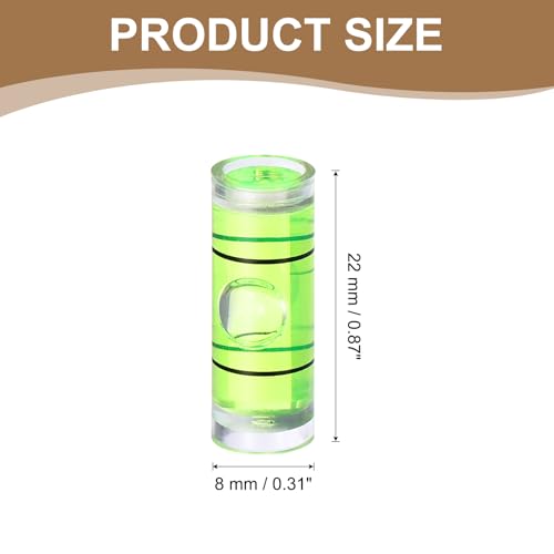 HARFINGTON 12pcs Mini Cylindrical Bubble Spirit Level Vials 8x22mm - size: 8x22mm