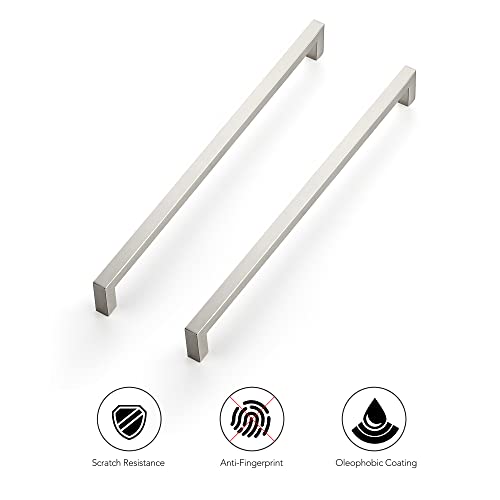 Ravinte Brushed Nickel Square Cabinet Handles & Pulls 12-3/5 Inch 10 Pack - size: 13 in (12-3/5 in Hole Center)