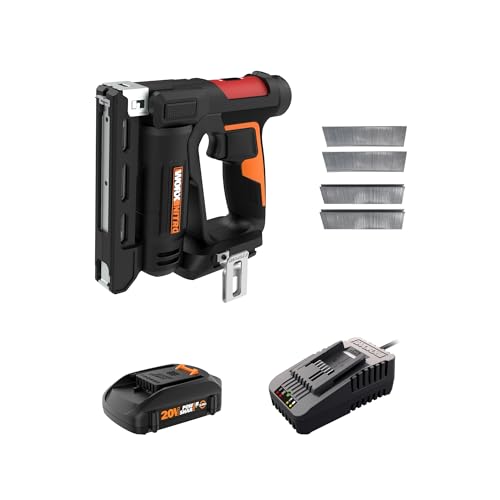 WORX Cordless Crown Stapler, 20V 3/8-Inch 2-in-1 Nail Gun, WX843L - style: 3/8“ Crown Stapler Kit (Battery & Charger included)