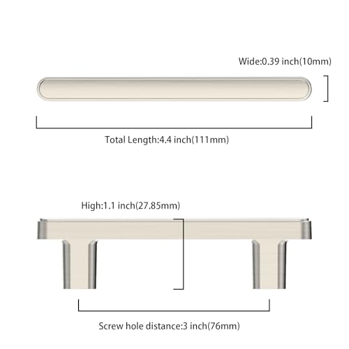 Asidrama 10 Pack 3 Inch(76mm) Brushed Satin Nickel Kitchen Cabinet Handles, Cabinet Pulls Kitchen Cabinet Hardware for Cupboard Drawer Pulls - color: Brushed Satin Nickel, size: 3" Hole Center, style: 10 Pack