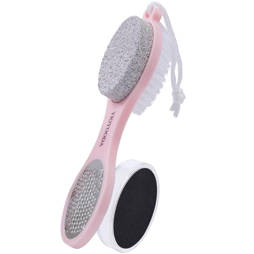 Foot Scrubber Brush with Pumice Stone for Feet Callus Remover Pedicure Tool - color: Pink