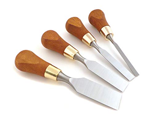 Narex 4 pc set 6 mm (1/4) , 12 mm (1/2) , 20 mm (11/16) , 26 mm (1-1/16) Butt Woodworking Chisels in Wooden Presentation Box 853750