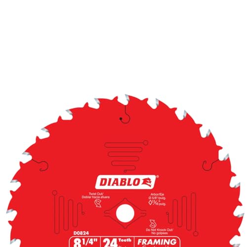 Diablo Framing Saw Blade - 8-1/4" Dia., 24 ATB, 5/8" Arbor, 8000 Max RPM - size: 5/8" Arbor x 8-1/4" Dia