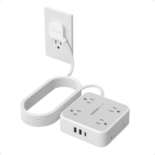 TESSAN Surge Protector Power Strip with 900J Surge Protection, 15 Ft, Grey - color: Grey with 1 USB C, size: 15 feet