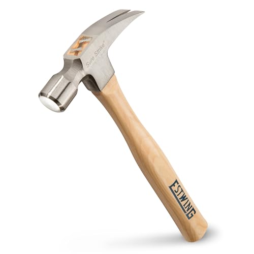 ESTWING Sure Strike Hammer - 20 oz Straight Rip Claw with Smooth Face & Hickory Wood Handle - MRW20S - size: 20 oz (Ounces)