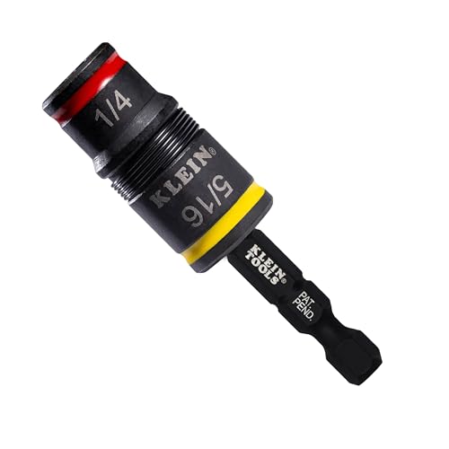 Klein Tools 32931 3-in-1 SAE Impact Socket Set, 1 Flip Socket with 1/4 and 5/16 Nut Driver Sizes and 1/4-Inch Bit Holder, Impact Rated 2-Inch Shaft - color: 3-in-1