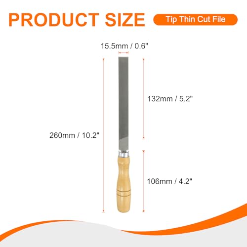 HARFINGTON 3pcs Flat Cut File 6" Double Cut Teeth High Carbon Steel Hand Rasp File with Wood Handle for Metal Wood Deburring Removing - size: 6"