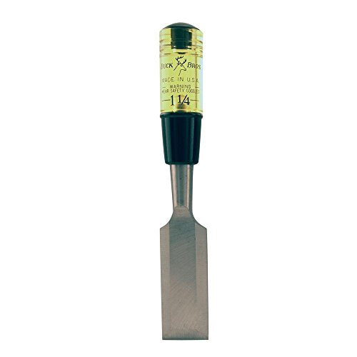 Buck Brothers 120107BC 1-1/4" Wood Chisel Made in USA, For Paring and Finishing Cuts in Carpentry and Woodworking, Tempered Tool Steel Blade, Mallet-Safe Handle - size: 1-1/4"