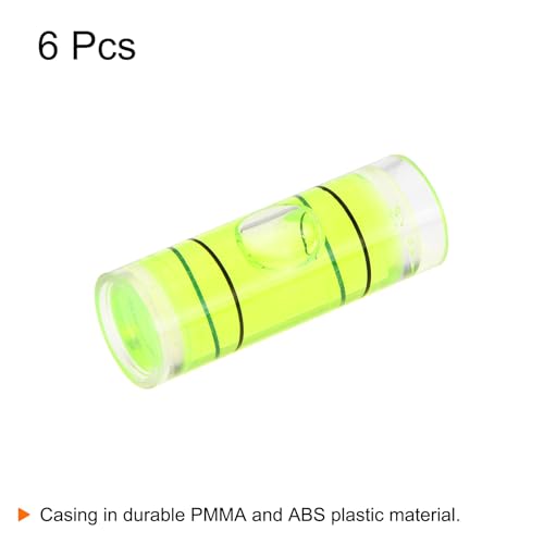 HARFINGTON 6pcs Small Cylindrical Bubble Level Vials 9x25mm PMMA Mini Horizontal Bubble Spirit Level Measuring Layout Tools for RV TV Picture Frame Hanging Tool Leveler - size: 9x25mm