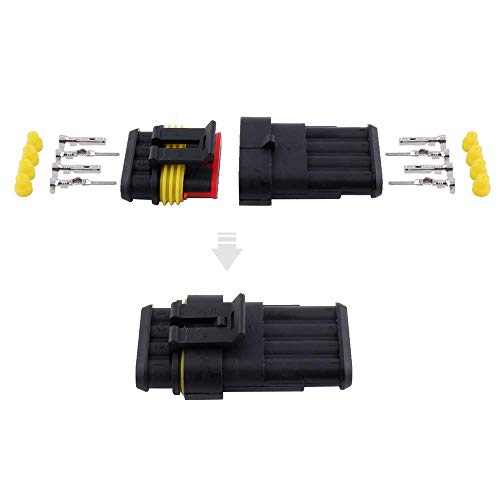 MUYI 10 Kits 4 Pin Way Electrical Connectors for 20-16 AWG Wire Cable 10A - style: 4pin connector(10 sets)