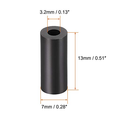 uxcell Nylon Round Spacer Washer 3.2mm ID 7mm OD 13mm Height for M3 Screws Black 100Pcs - size: 3.2mmx7mmx13mm