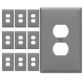 ENERLITES Duplex Receptacle Outlet Wall Plate, Jumbo Electrical Outlet Covers, Gloss Finish, Oversized 1-Gang 5.51" x 3.50", Polycarbonate Thermoplastic, 8821O-GY-10PCS, Gray, 10 Pack - color: Gray, size: Over-Size