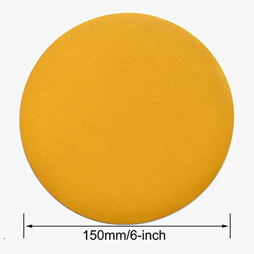 6-Inch No-Hole Hook and Loop Gold Sanding Discs 400-Grit, 100-Pack - size: 400 Grit