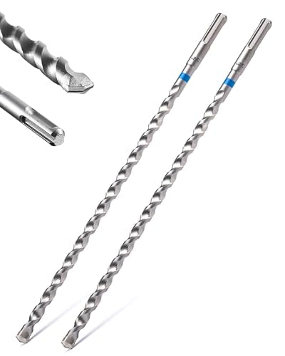 toolant SDS Plus Rotary Hammer Drill Bits Set for 3/8" x12inch 2pcs,Carbide Tipped 2-Cutter for Concrete,Masonry and Brick - size: 3/8"-2PCS(12")