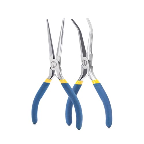 VISEMAN 6" Mini Needle Nose Pliers, 2PCS Long Nose Pliers Set - style: Straight + 45-Degree Bent