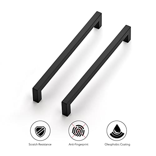 Ravinte Matte Black Cabinet Handles Square Pulls 8-4/5 Inch 3 Pack - size: 9-1/4 Inch (8-4/5 Inch Hole Center)