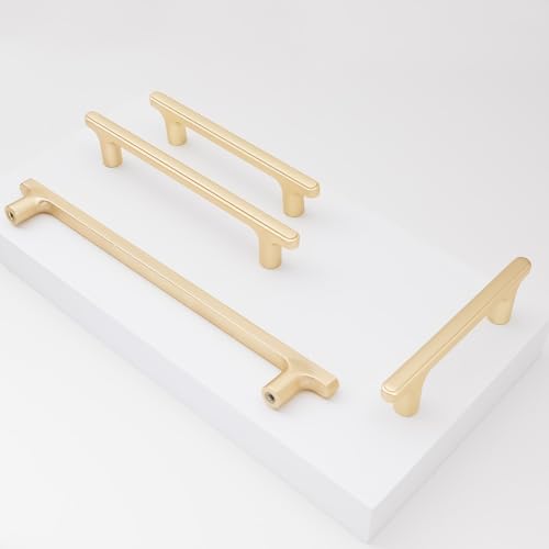 COTYKILEY 10 Pack 3 Inch(76mm) Brushed Brass Cabinet Handles Gold Kitchen Cabinet Pulls Cabinet Door Handles Kitchen Cabinet Hardware Cupboard Drawer Pulls Dresser Handles - color: Brushed Brass, size: 3" Hole Center（76MM）