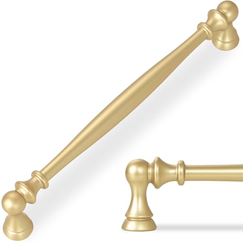 10 Pack 7-1/2 Inch(192mm) Kitchen Cabinet Handles Brushed Gold Cabinet Pulls Zinc Alloy Drawer Pulls Solid Kitchen Hardware - color: Brushed Gold, size: 7-1/2'' Hole Center(192mm)