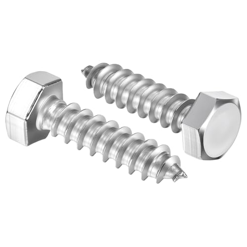 25 Pcs Hex Head Lag Screws 5/16" x1-1/4 SS 18-8 (304) Lag Bolts - color: Silver, size: 5/16"x1-1/4"